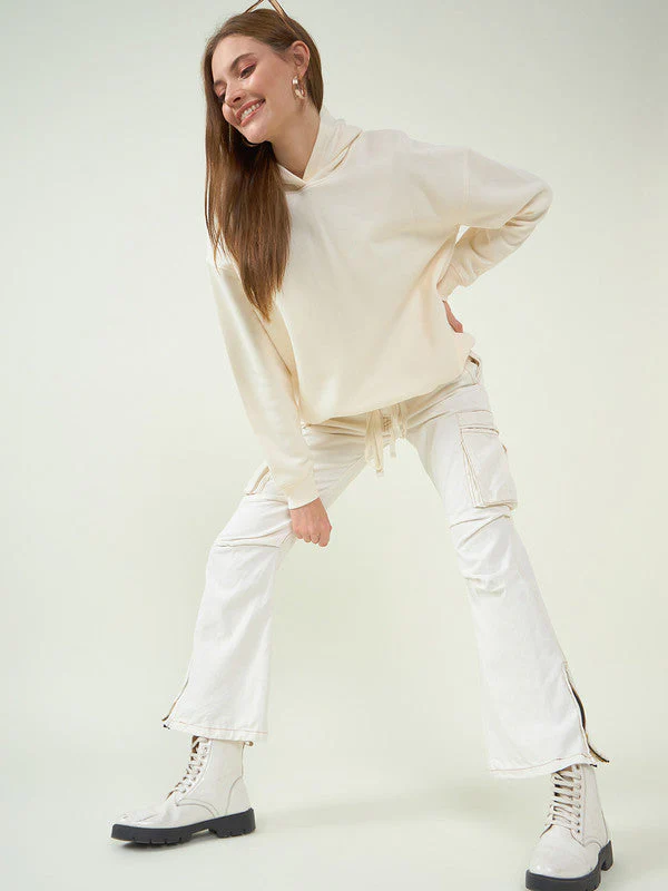 Women Cream Odor-Free Hooded Sweatshirt - Image 3