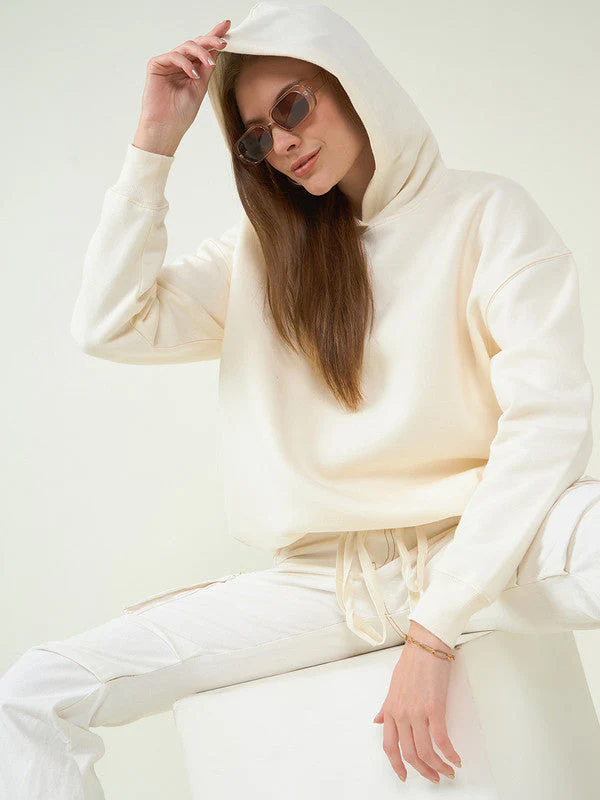 Women Cream Odor-Free Hooded Sweatshirt - Image 4