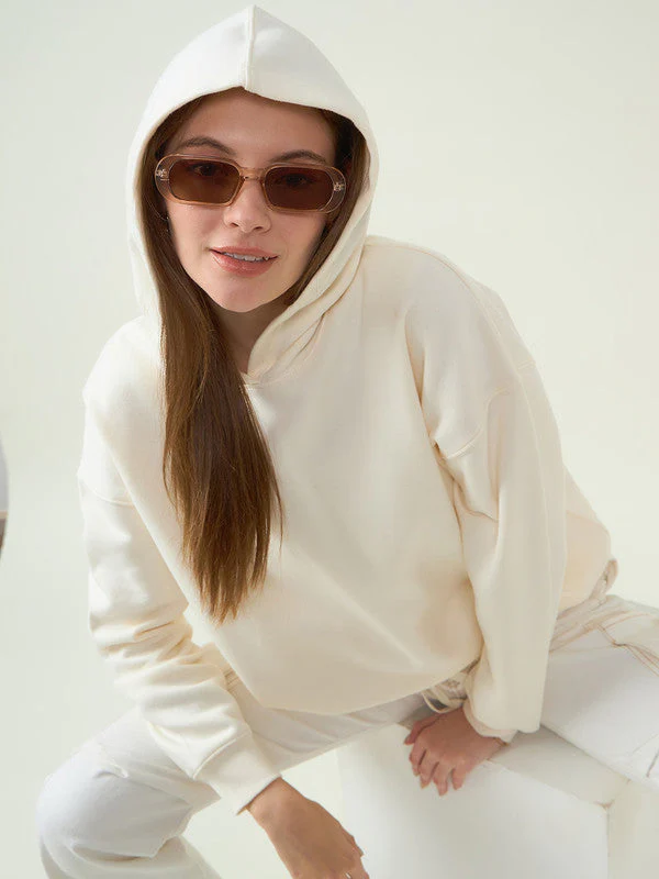 Women Cream Odor-Free Hooded Sweatshirt - Image 5