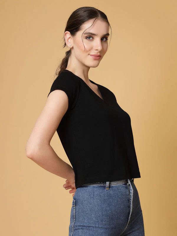 Women Black Odour Free Regular Fit T-shirts - Image 3