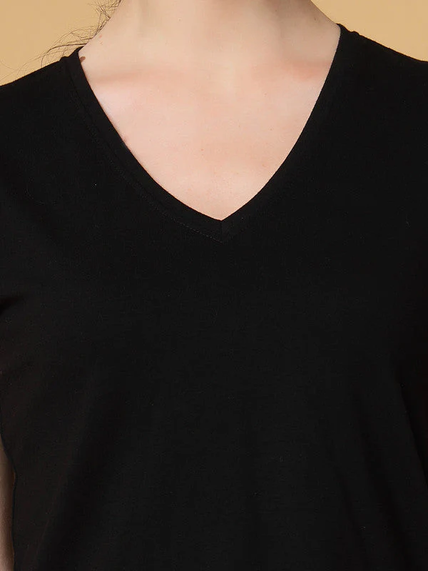 Women Black Odour Free Regular Fit T-shirts - Image 4