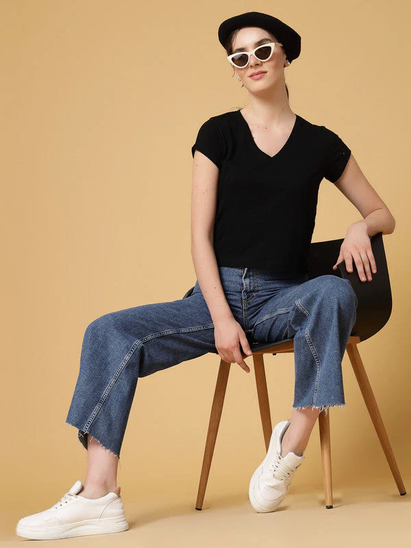 Women Black Odour Free Regular Fit T-shirts - Image 5