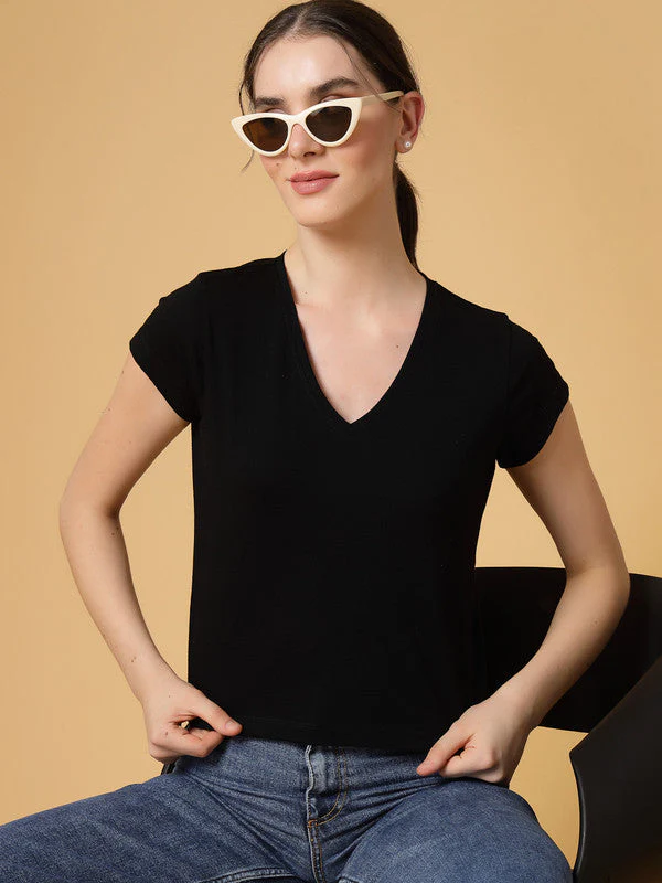 Women Black Odour Free Regular Fit T-shirts - Image 6