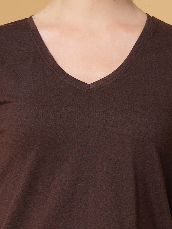 Women Brown Odour Free Regular Fit T-shirts - Image 4