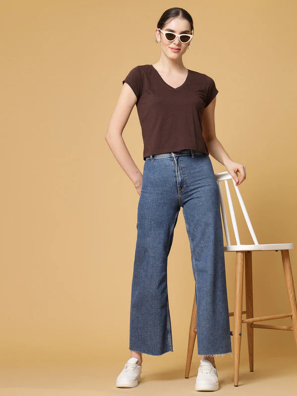 Women Brown Odour Free Regular Fit T-shirts - Image 5