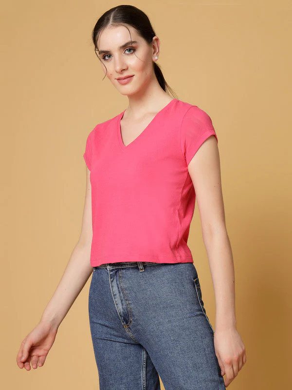 Women Pink Odour Free Regular Fit T-shirts - Image 2