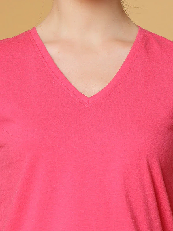 Women Pink Odour Free Regular Fit T-shirts - Image 4