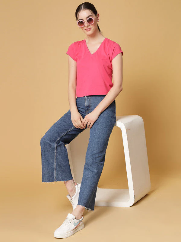 Women Pink Odour Free Regular Fit T-shirts - Image 5