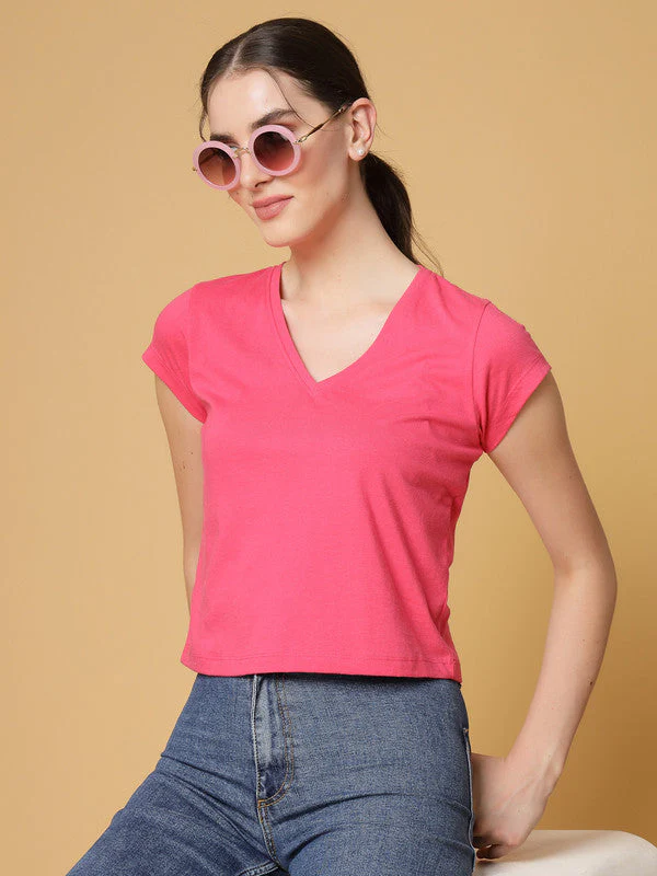 Women Pink Odour Free Regular Fit T-shirts - Image 6