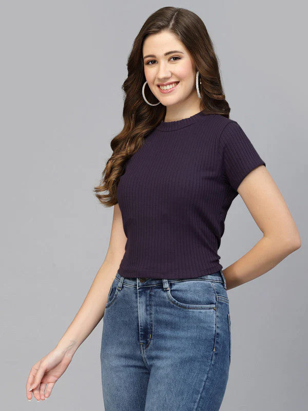 Women High Neck Waist Tie Back Top - Image 2