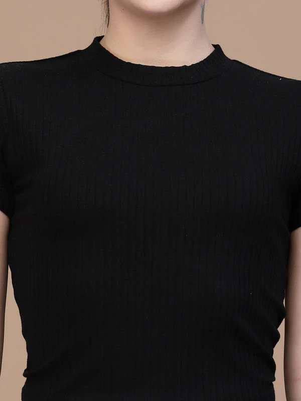 Women High Neck Waist Tie Back Top - Image 4