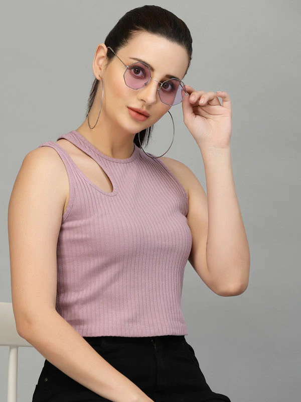 Women Lavender Odour Free Cut Out Tank Top - Image 5