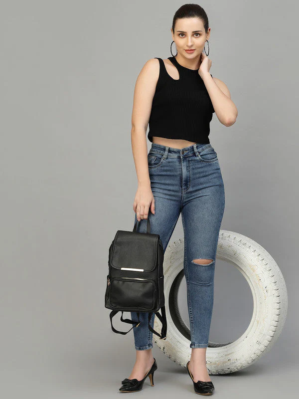 Women Black Odour Free Cut Out Tank Top - Image 4