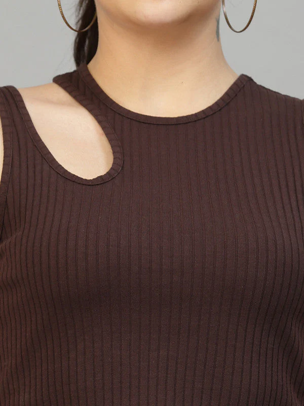 Women Brown Odour Free Cut Out Tank Top - Image 3