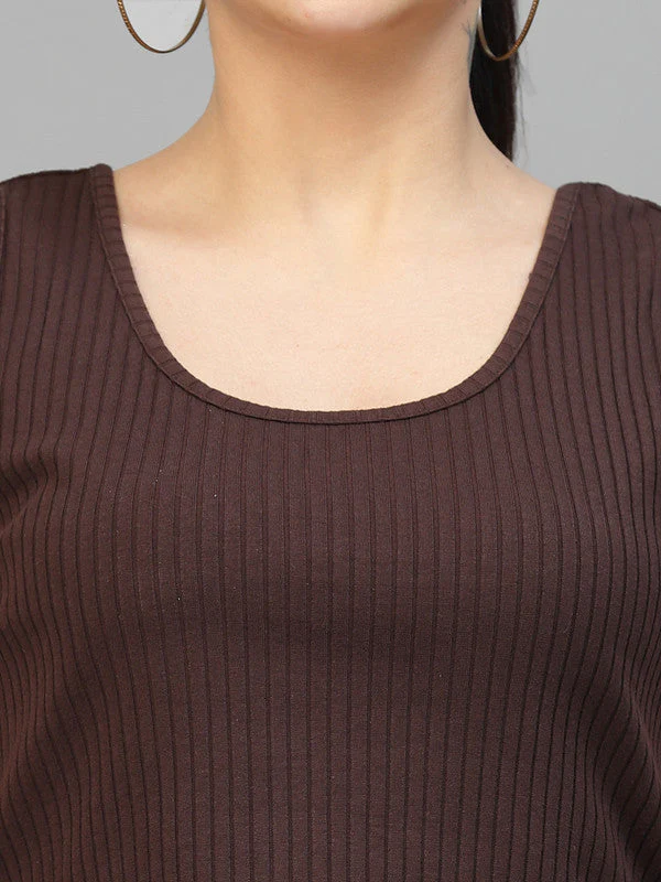 Women Brown Odour Free U Neck Tank Top - Image 3