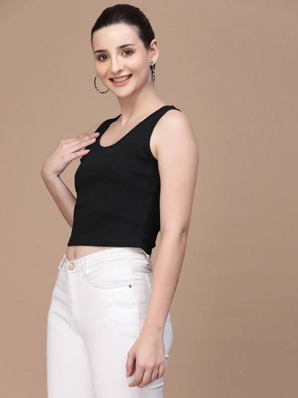 Women Black Odour Free U Neck Tank Top - Image 3