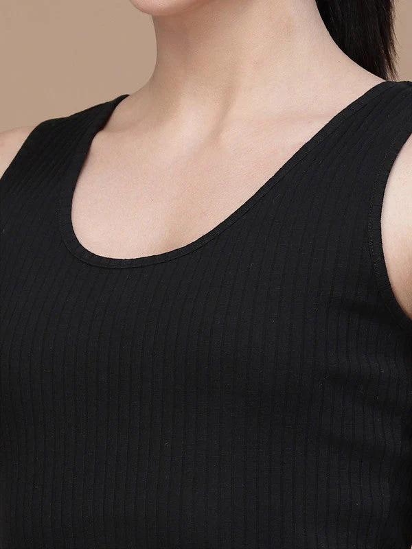 Women Black Odour Free U Neck Tank Top - Image 4