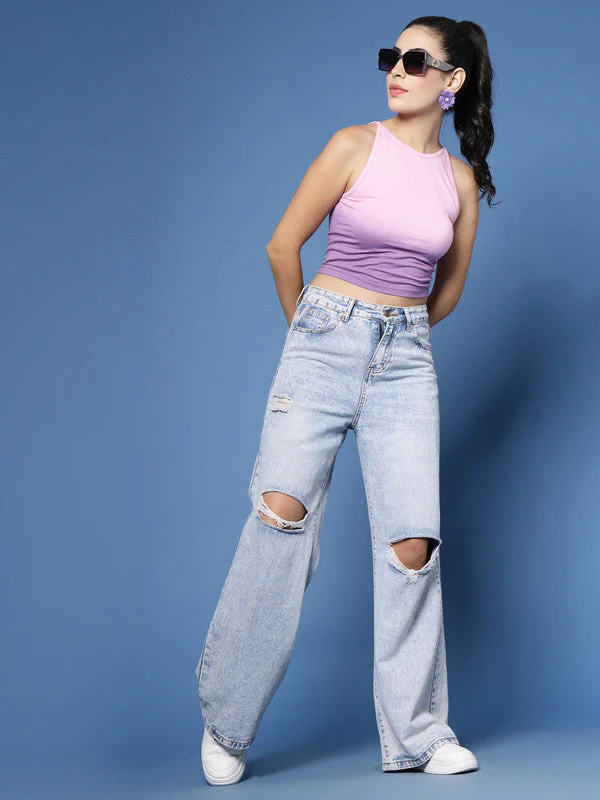 Women Purple Odour Free Sleeveless Crop Top - Image 5