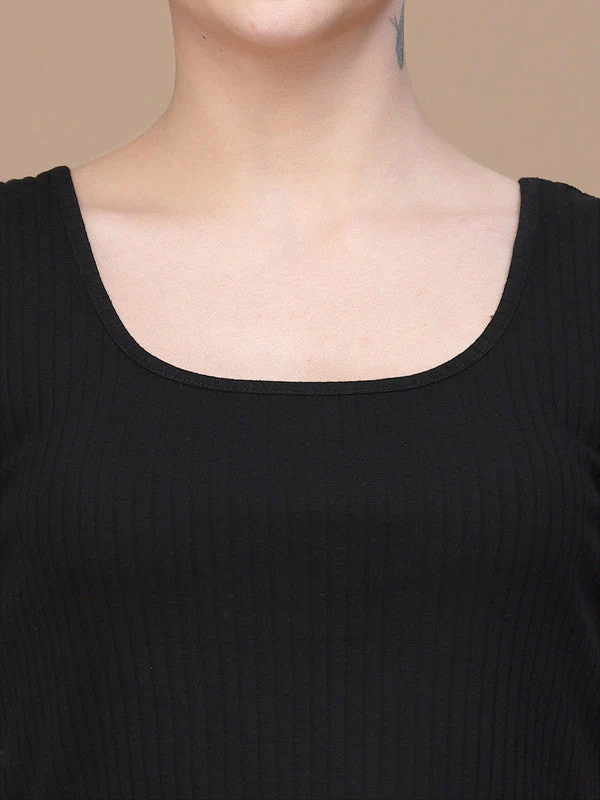 Women U Neck Black Tank Top - Image 4