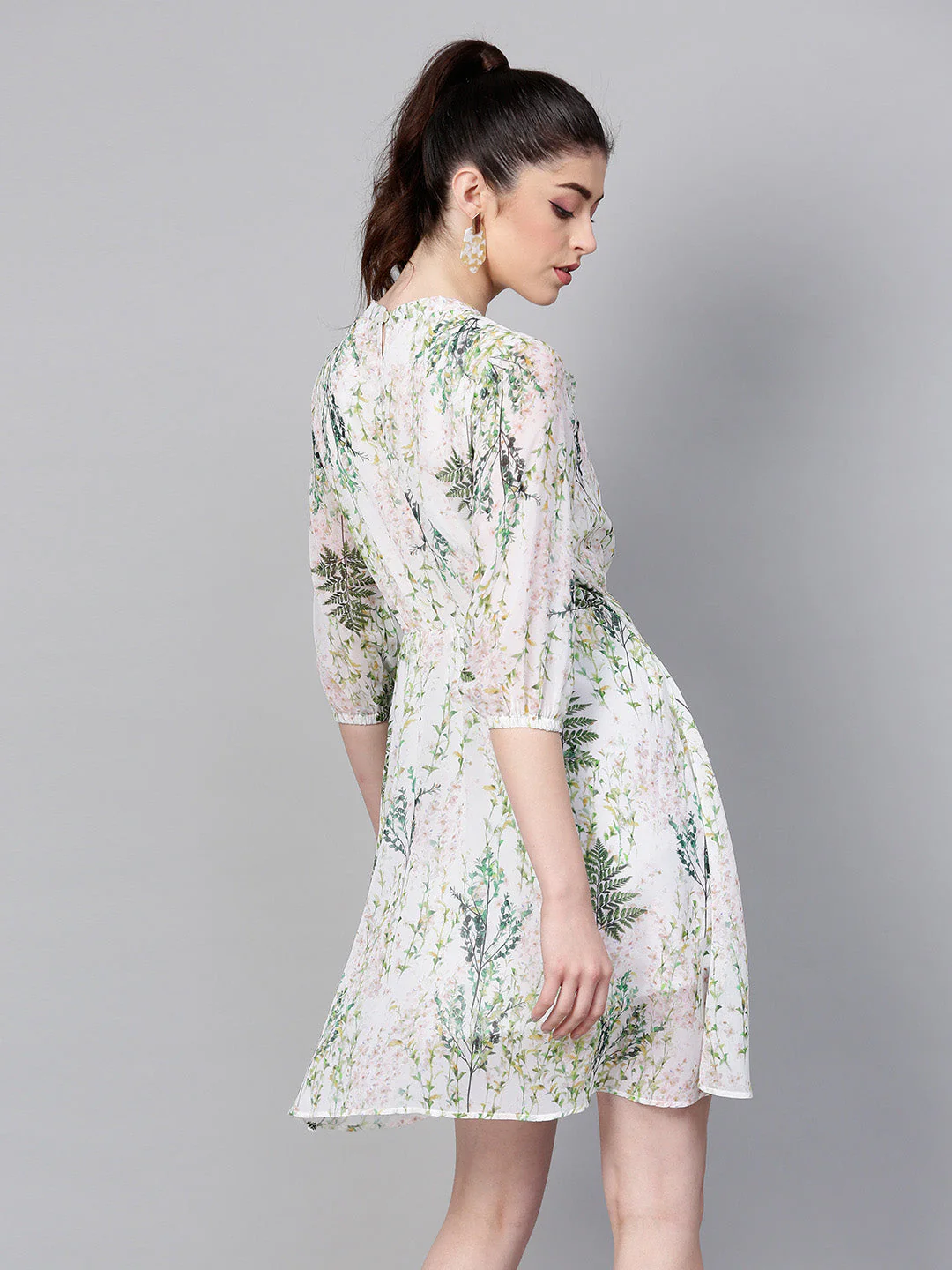 Women White Floral Skater Dress - Image 3