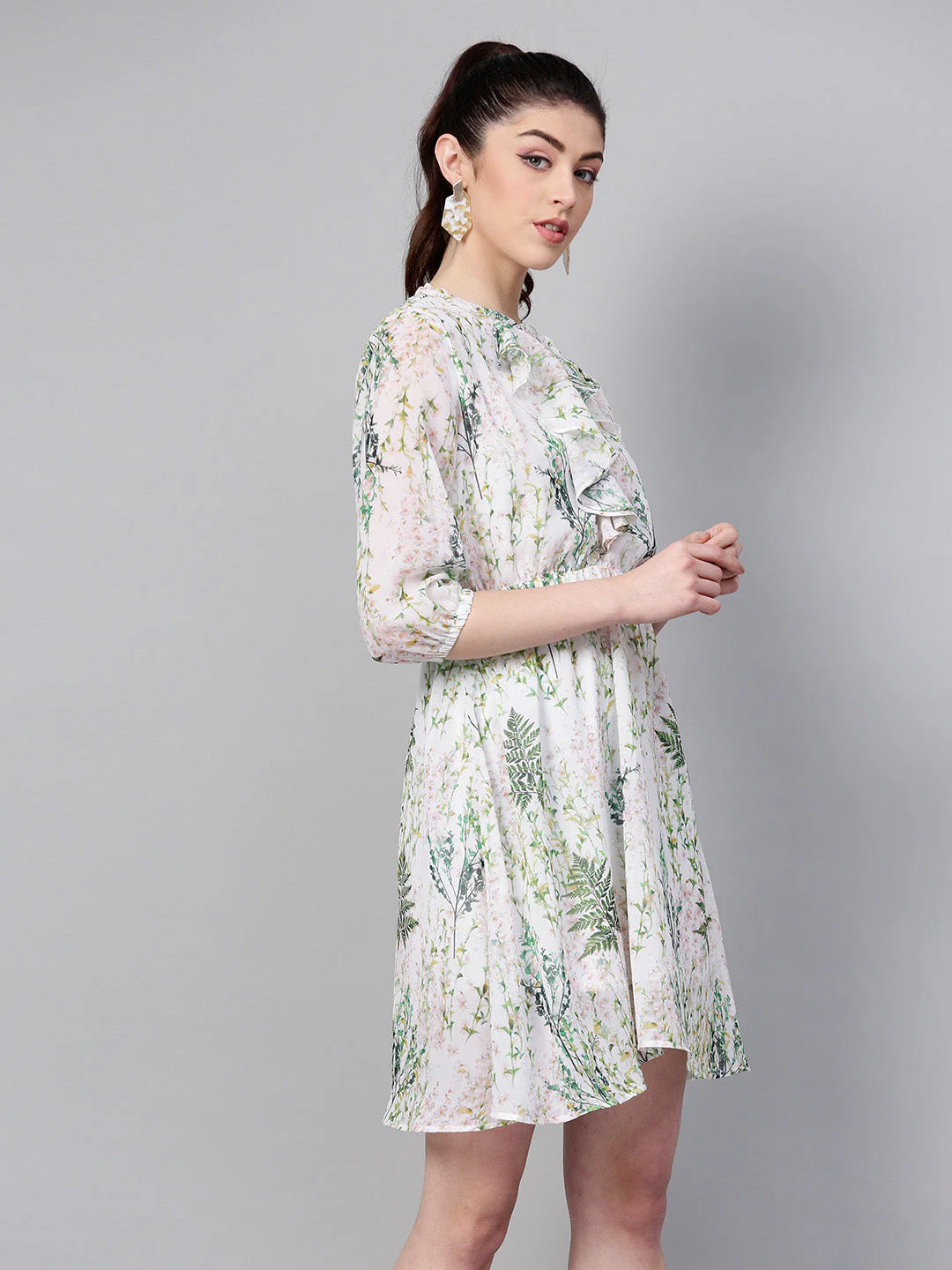 Women White Floral Skater Dress - Image 4
