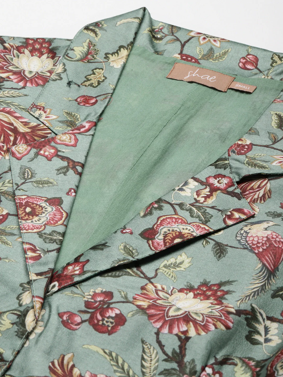 Olive Floral Short Sleeves Blazer - Image 2