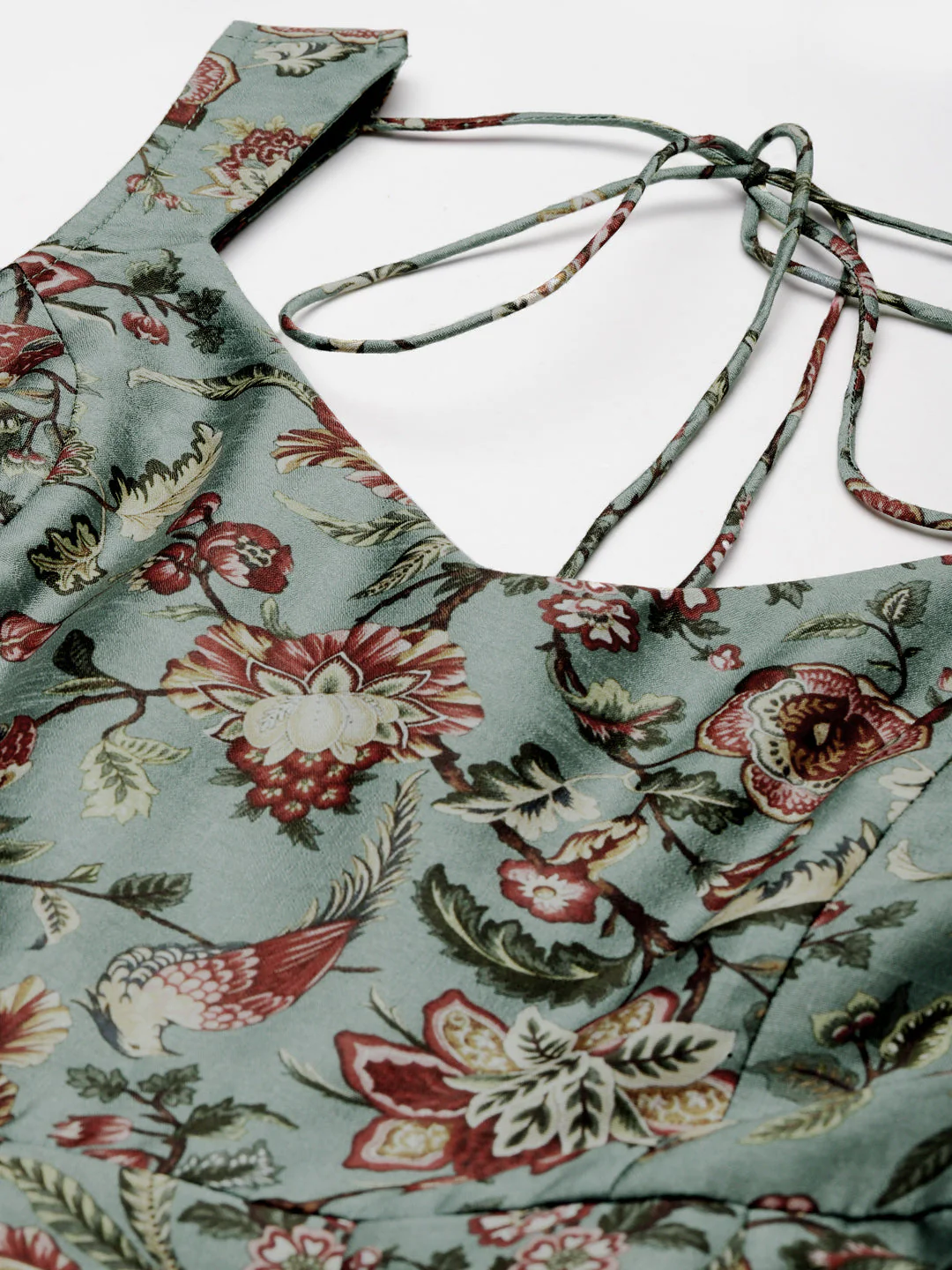 Olive Floral Sweetheart Anarkali Maxi Dress - Image 2