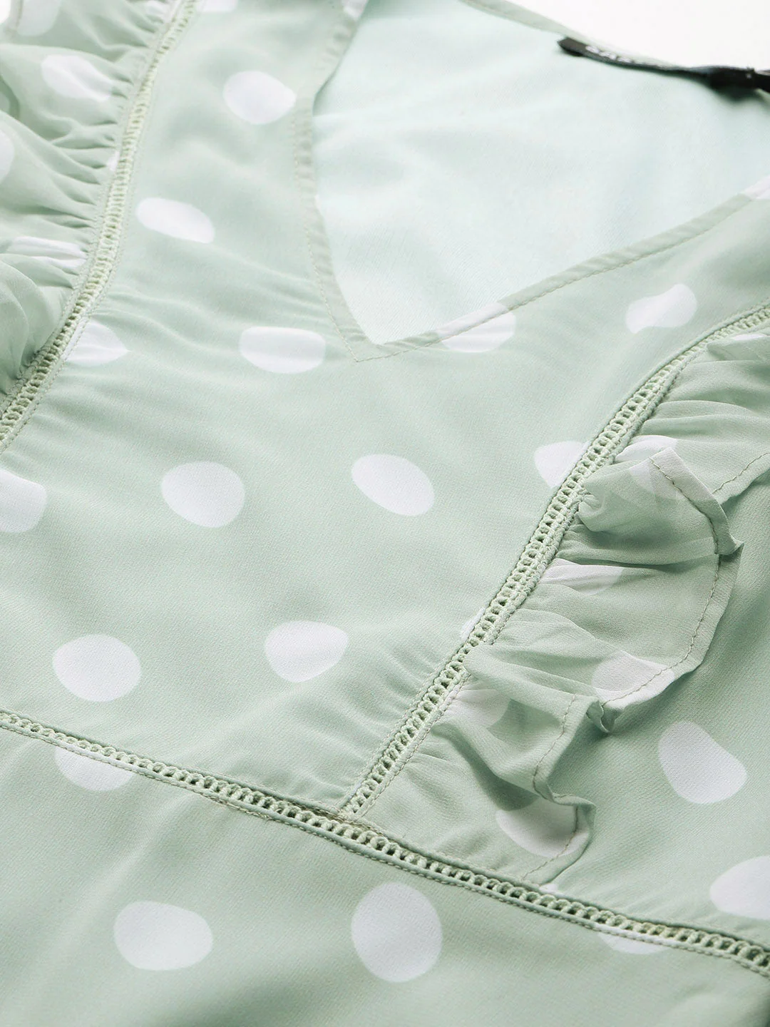 Olive Polka Dot Midi Dress - Image 5
