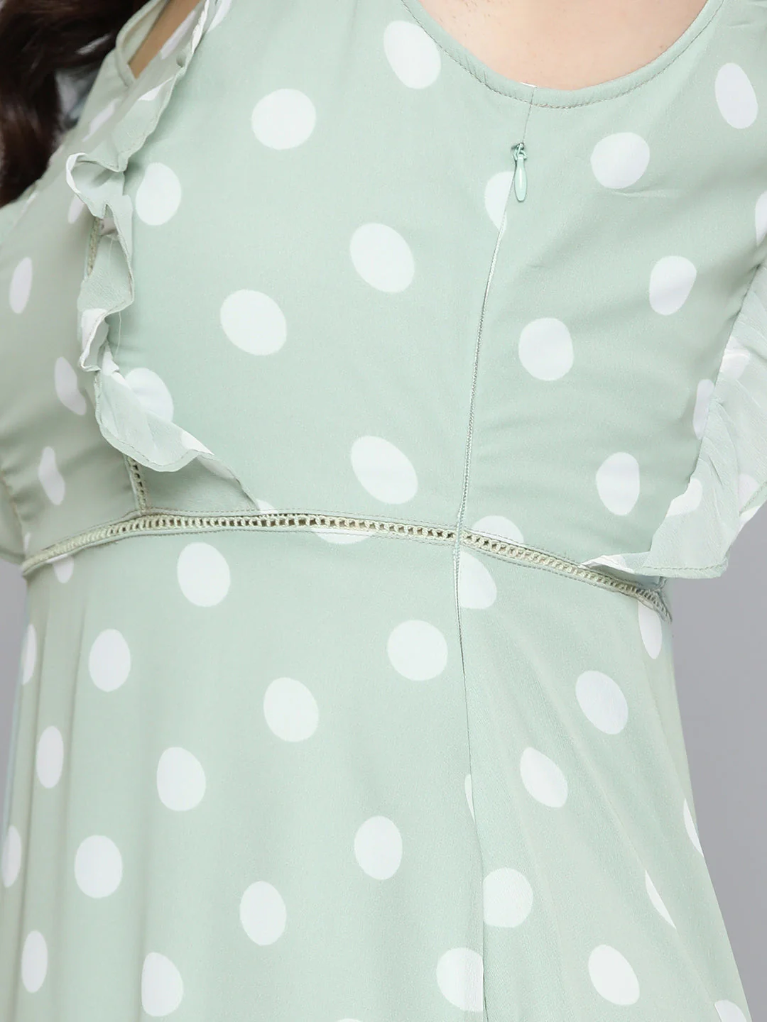 Olive Polka Dot Midi Dress - Image 6