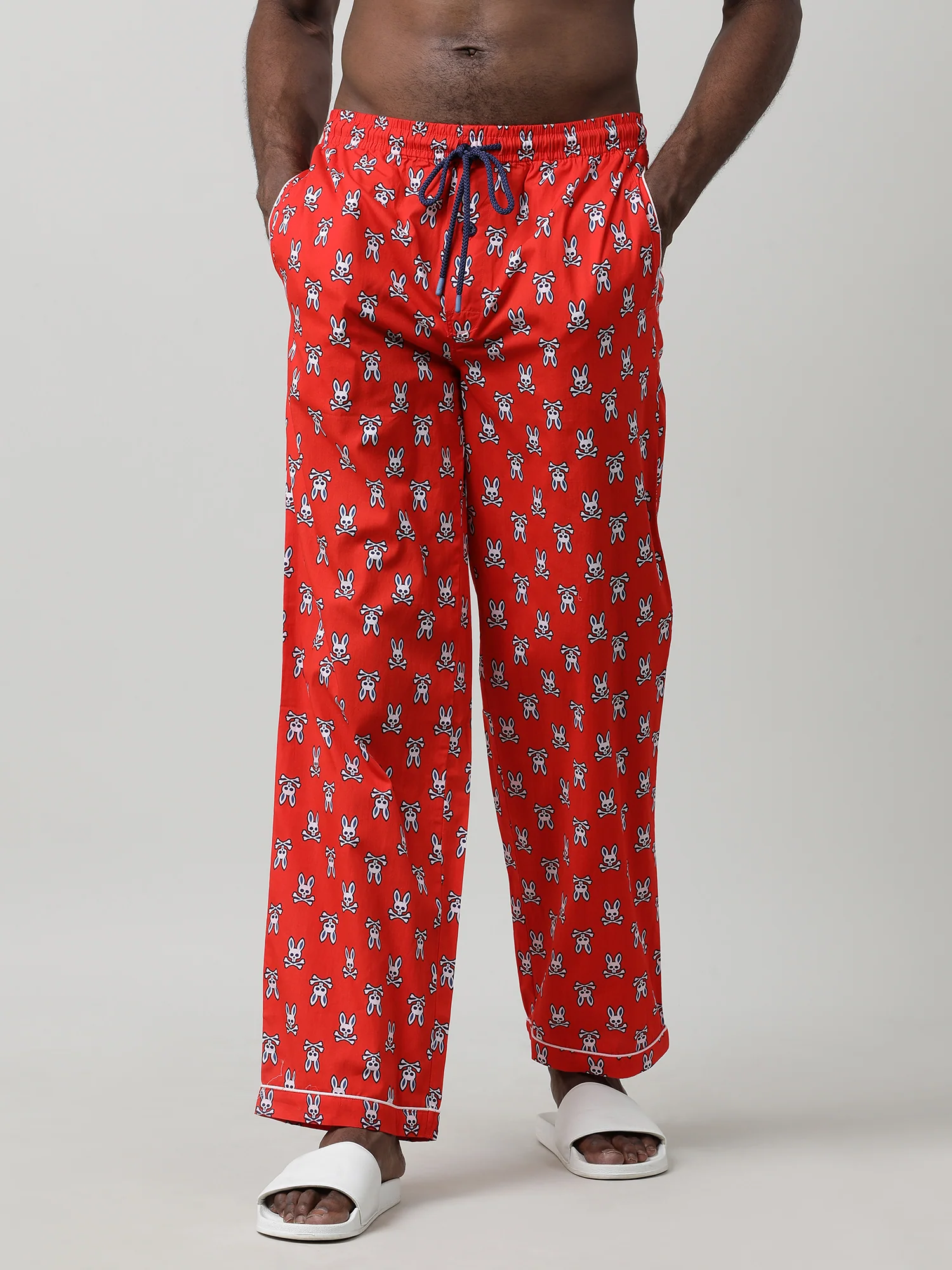 Men Oversized Orange Cotton Lounge Pants - Image 3