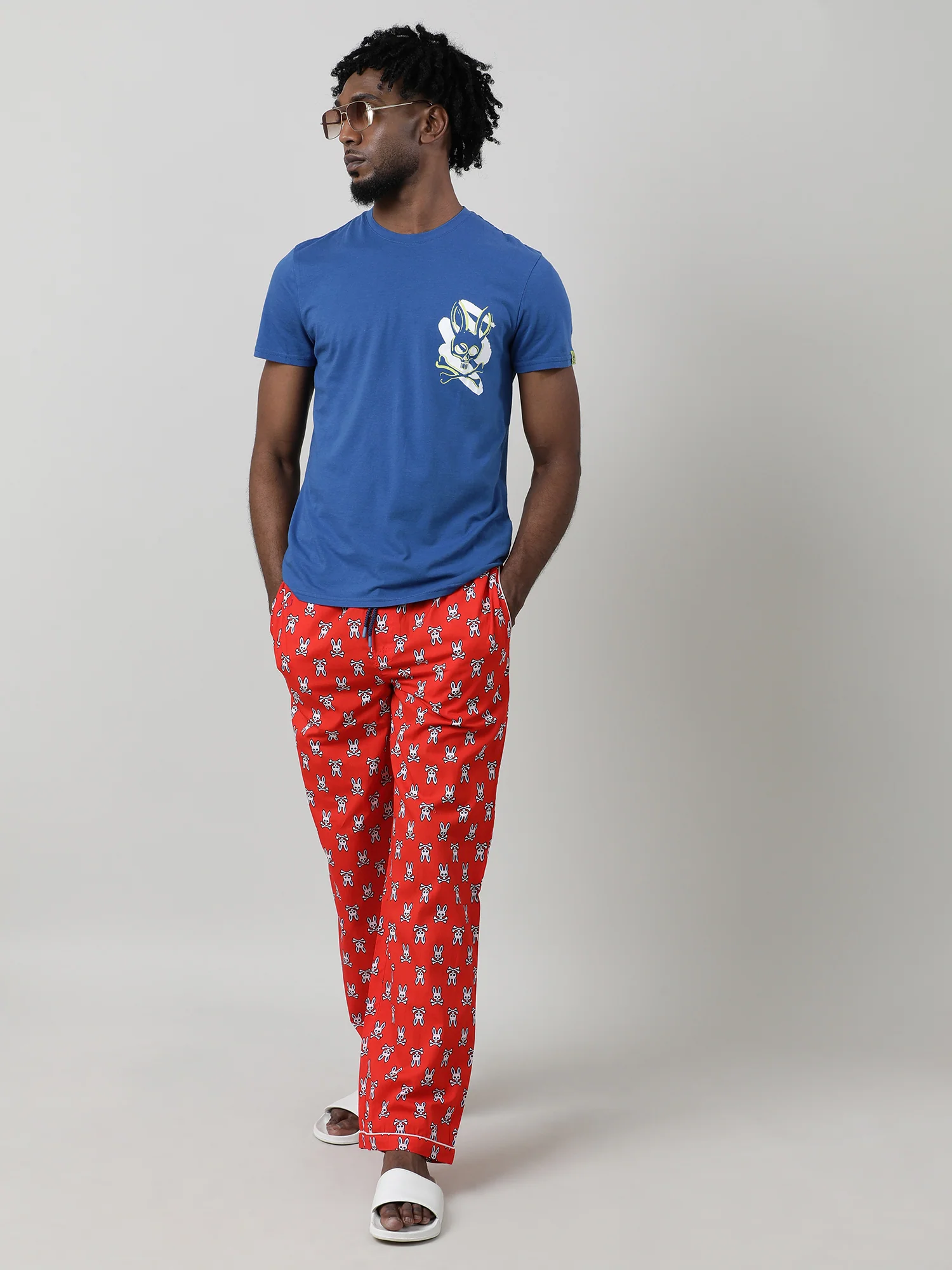 Men Oversized Orange Cotton Lounge Pants - Image 7