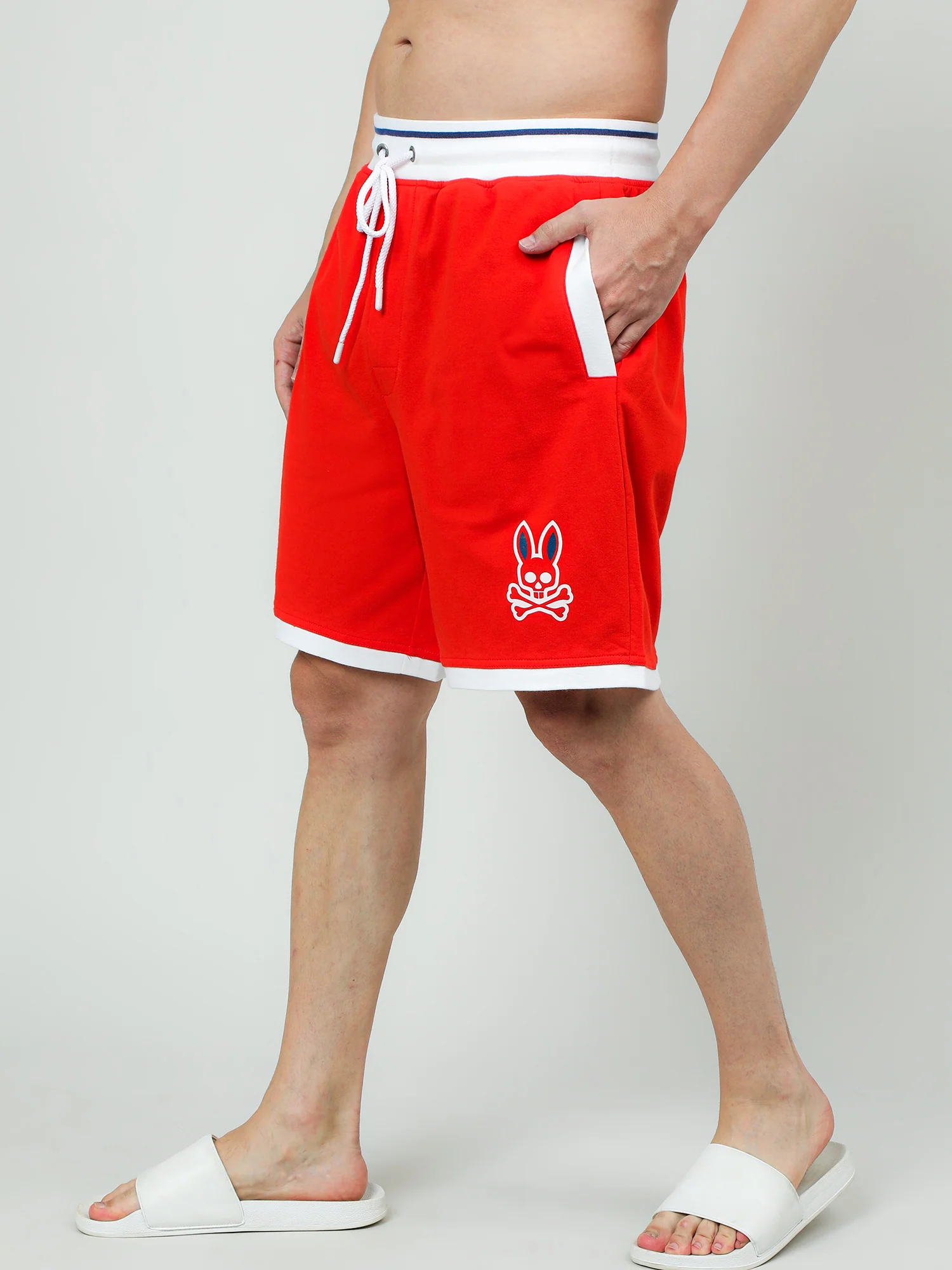 Men Orange Oversized Cotton Knee-Length Shorts - Image 3