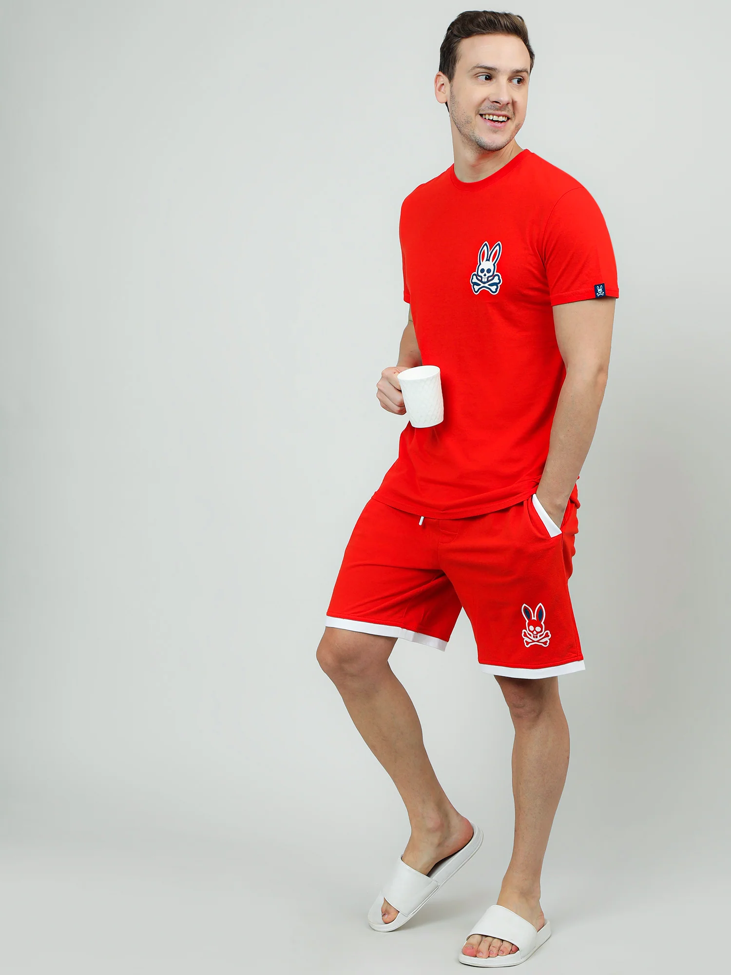 Men Orange Oversized Cotton Knee-Length Shorts - Image 7