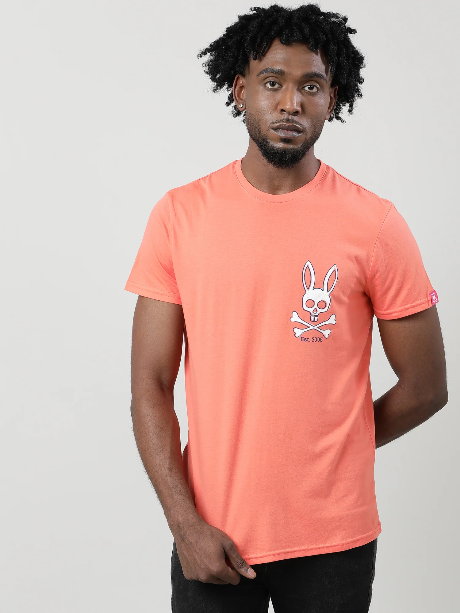 Men Coral Quick-Dry Relaxed Fit Cotton T-Shirt - Image 2
