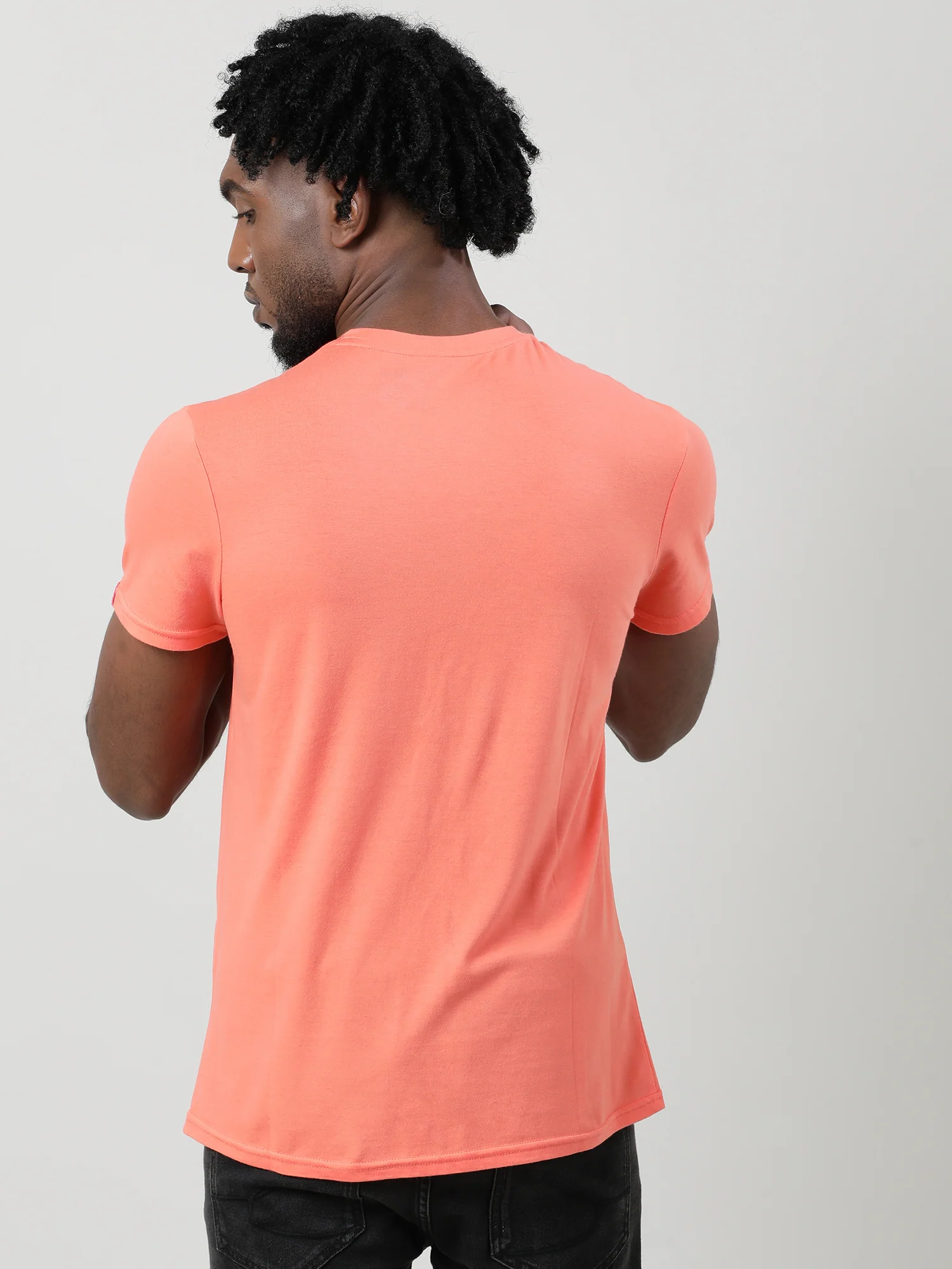 Men Coral Quick-Dry Relaxed Fit Cotton T-Shirt - Image 6