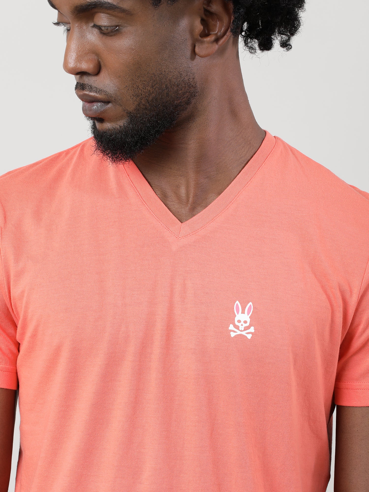 Men Coral Quick-Dry V-Neck Relaxed Fit T-Shirt - Image 5