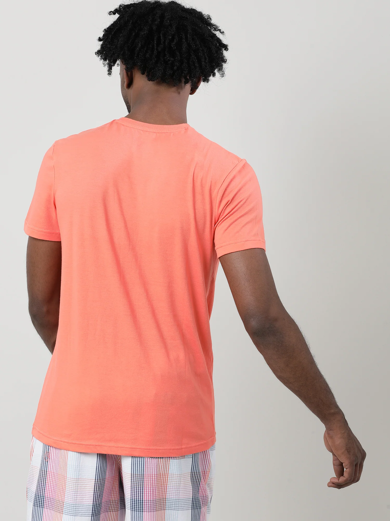 Men Coral Quick-Dry V-Neck Relaxed Fit T-Shirt - Image 6