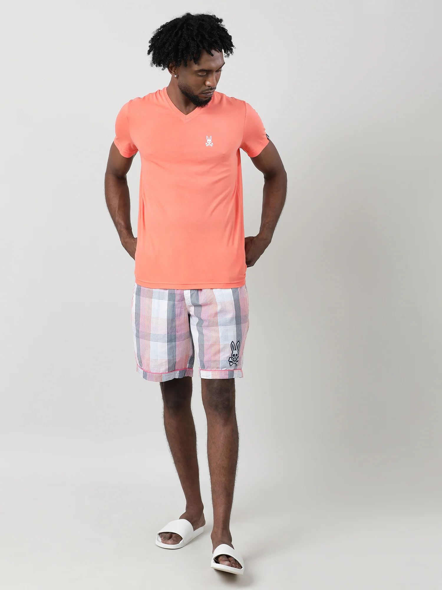Men Coral Quick-Dry V-Neck Relaxed Fit T-Shirt - Image 7