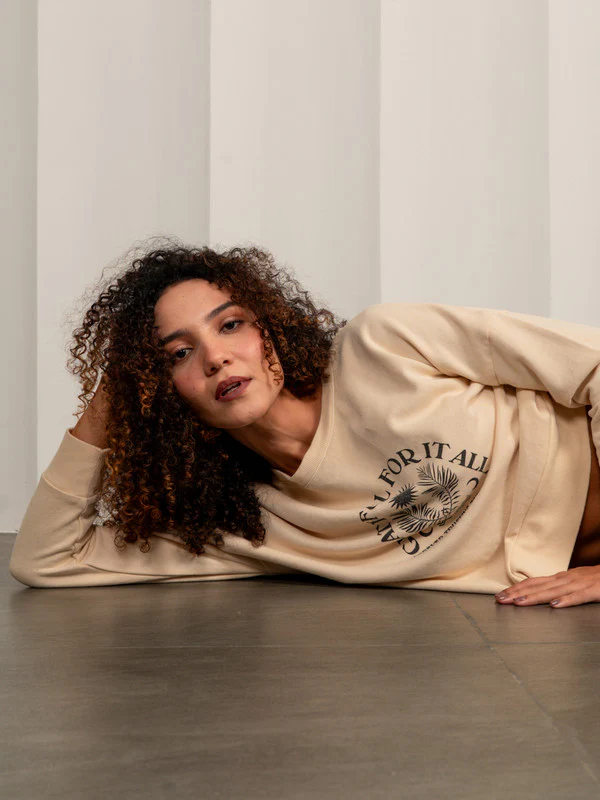 Women Oversized Motif Details Sweatshirt - Image 5