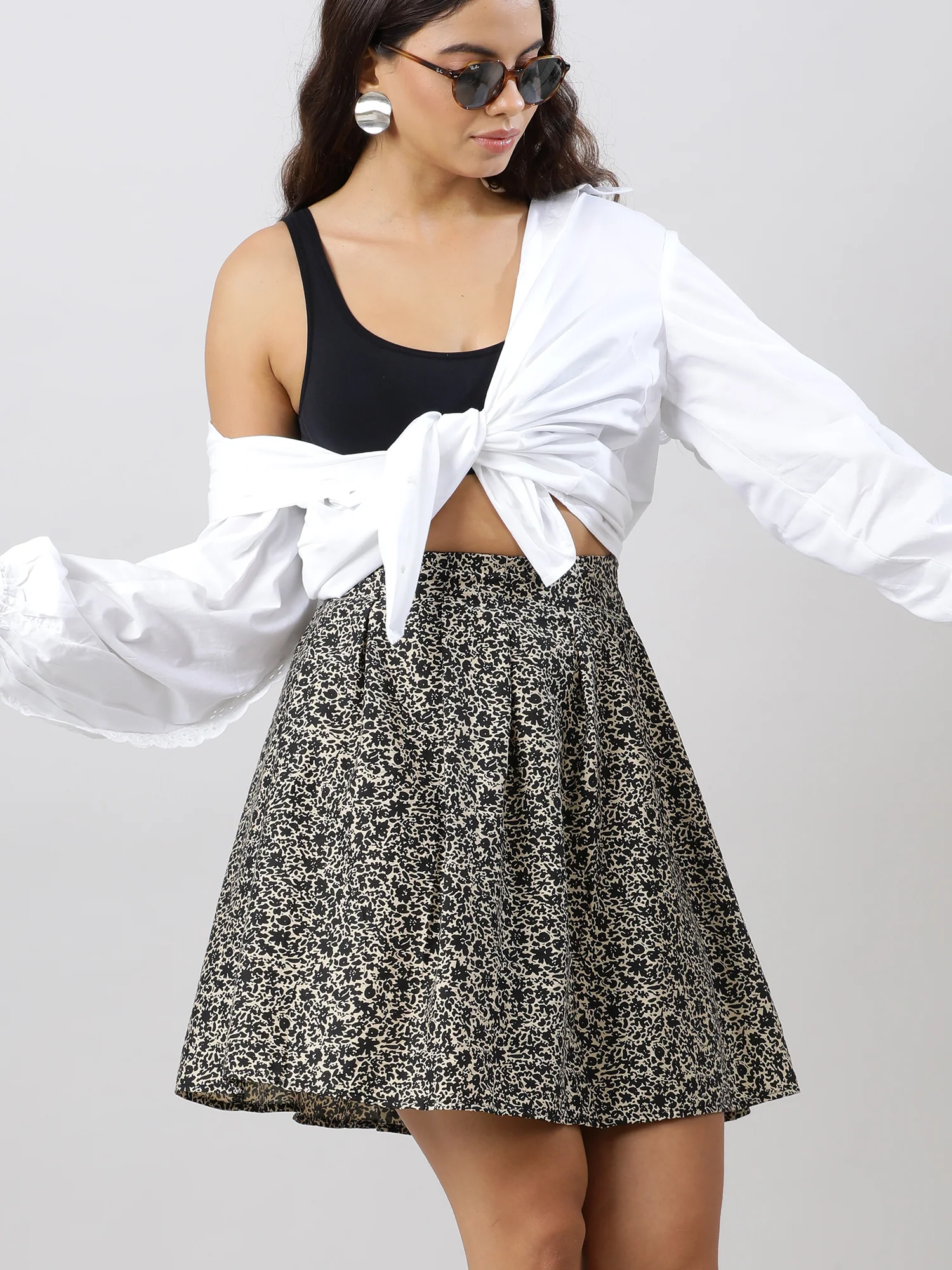 Party on Printed Brown Skirt - Image 3