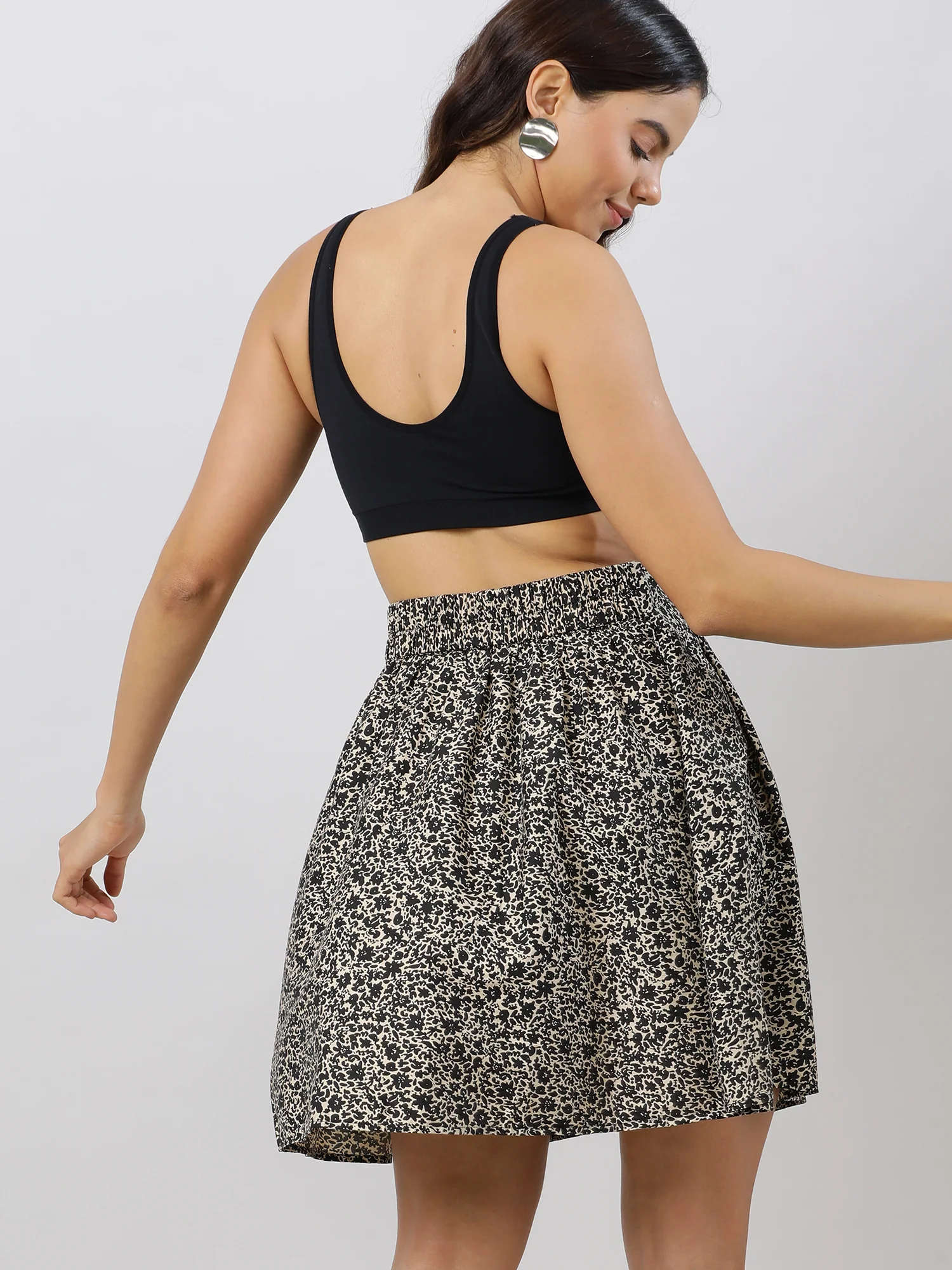 Party on Printed Brown Skirt - Image 4