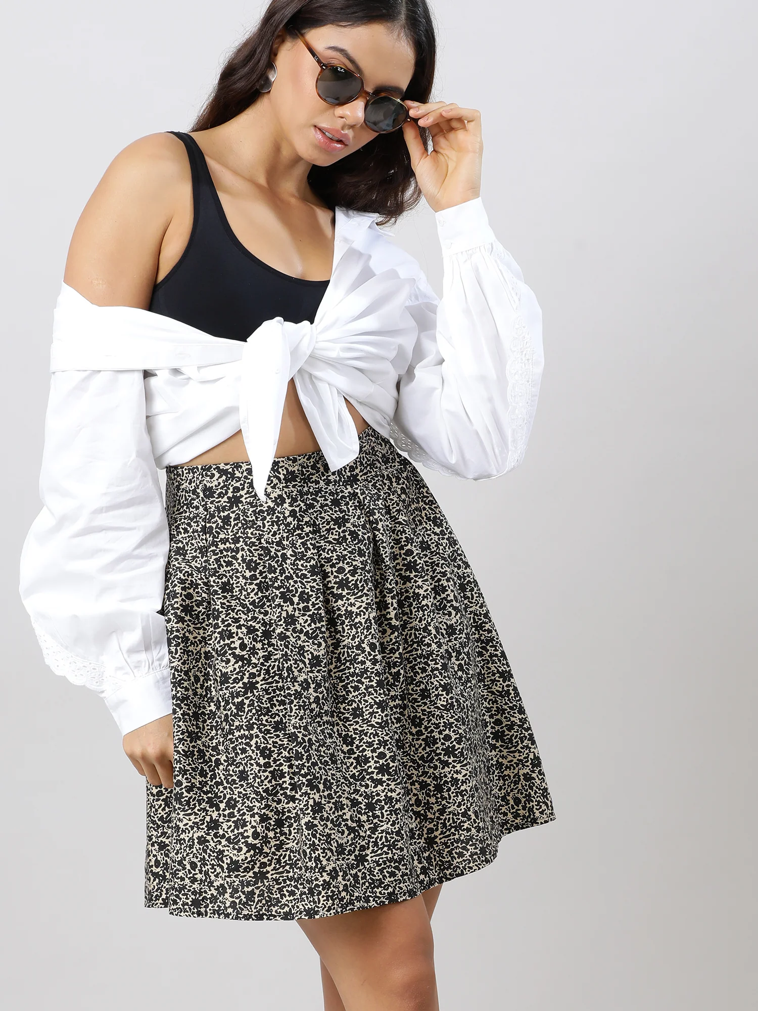 Party on Printed Brown Skirt - Image 5