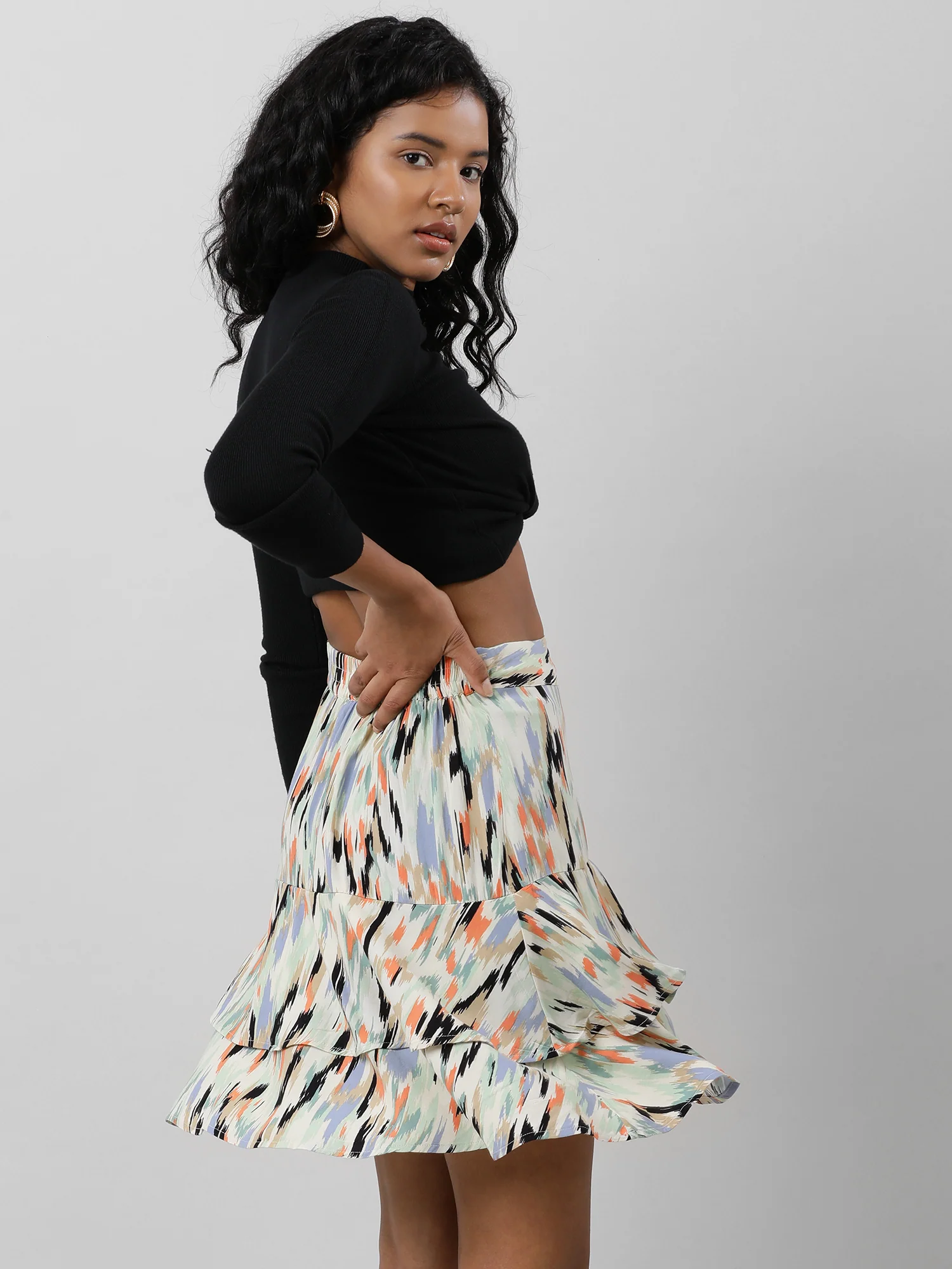 Women Multicolor Abstract Printed Skirt - Image 11
