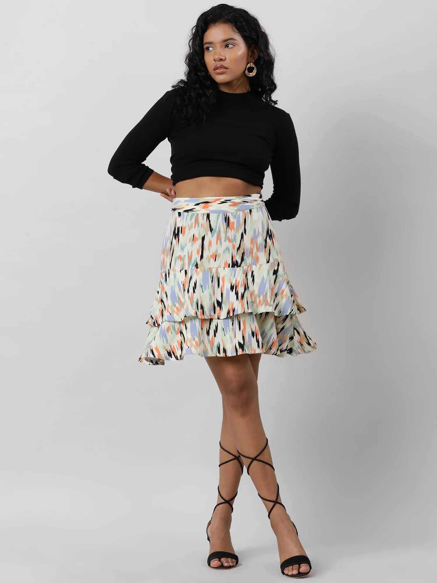 Women Multicolor Abstract Printed Skirt - Image 2