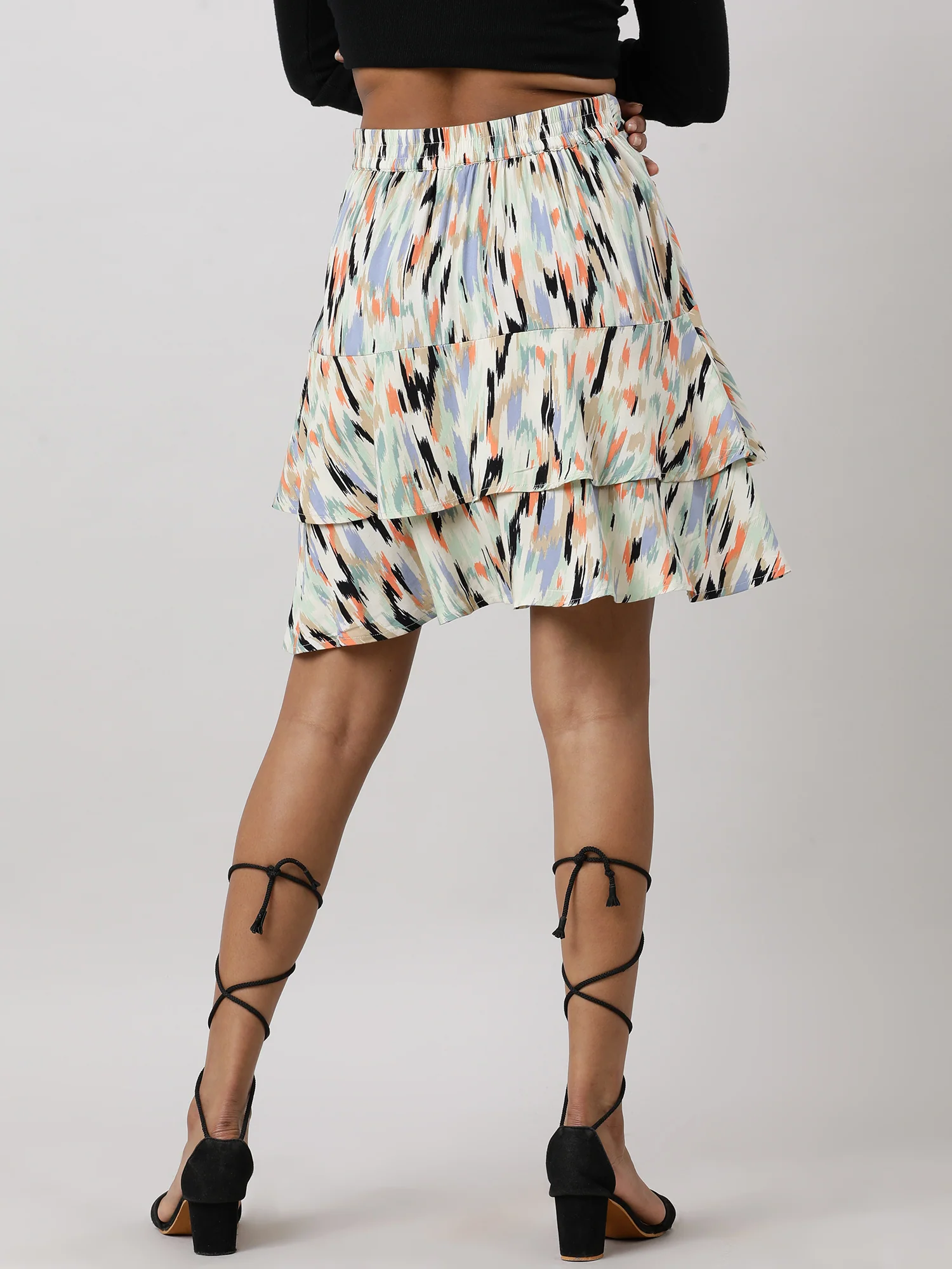 Women Multicolor Abstract Printed Skirt - Image 4