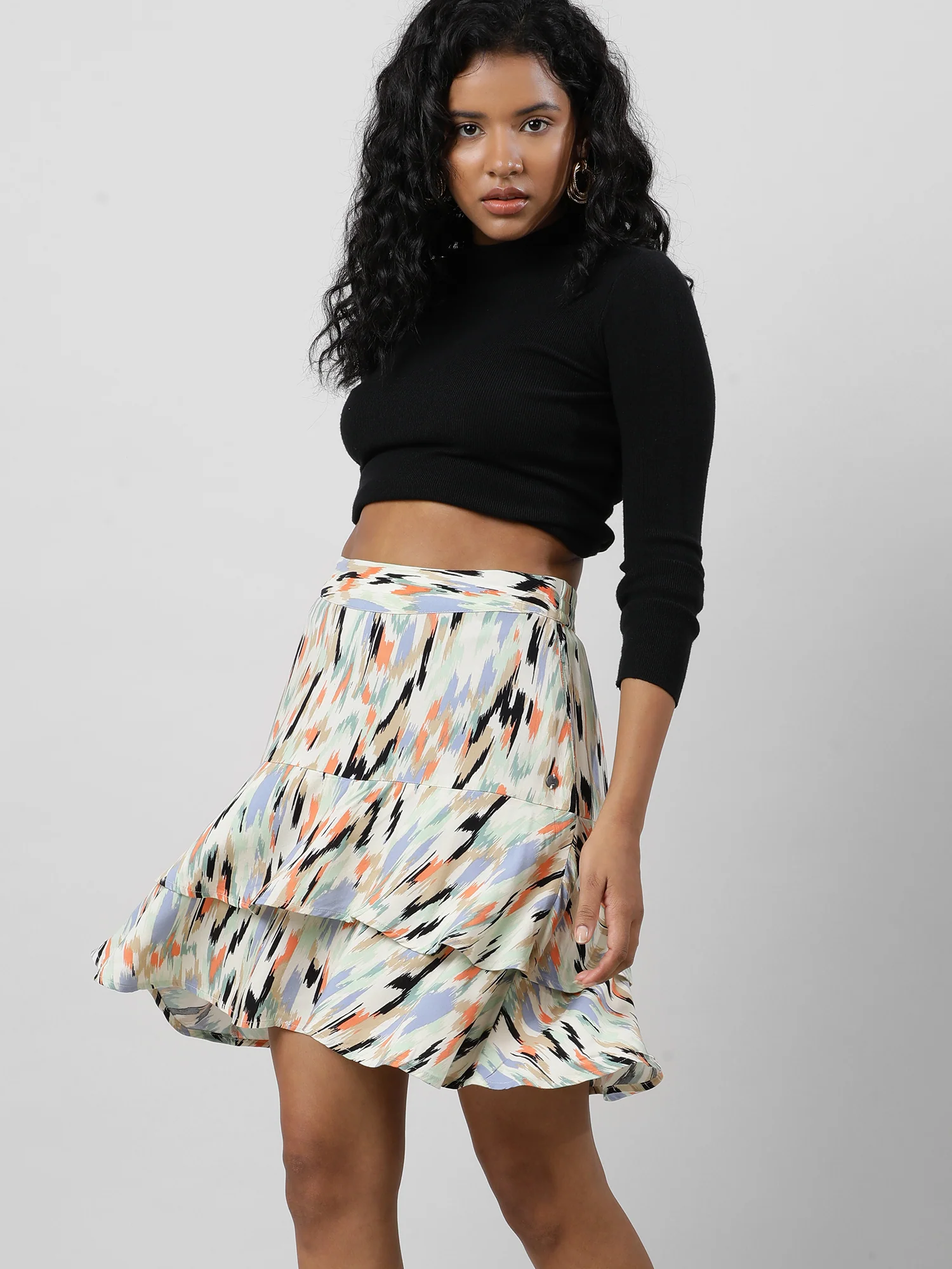Women Multicolor Abstract Printed Skirt - Image 5