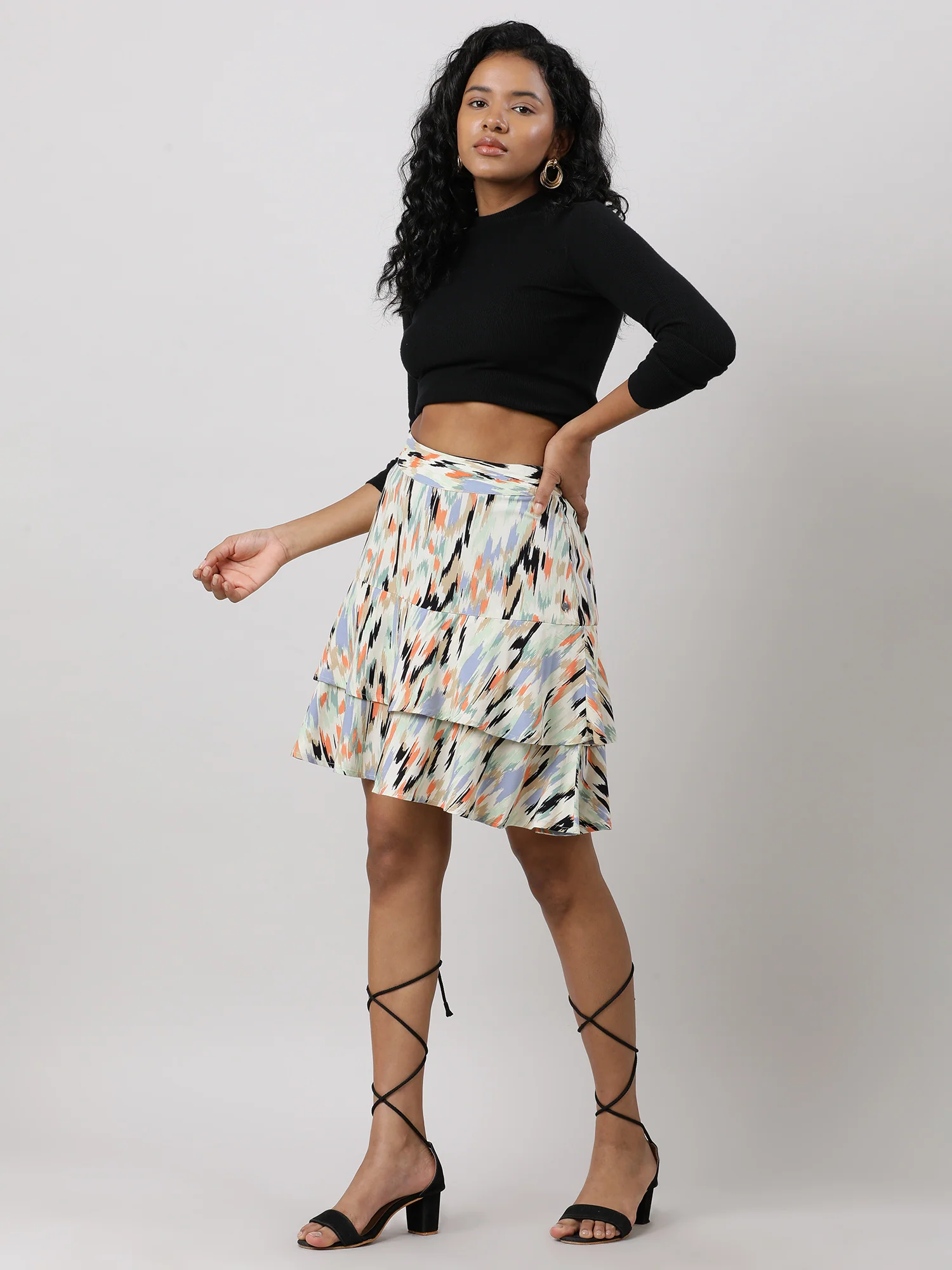 Women Multicolor Abstract Printed Skirt - Image 7