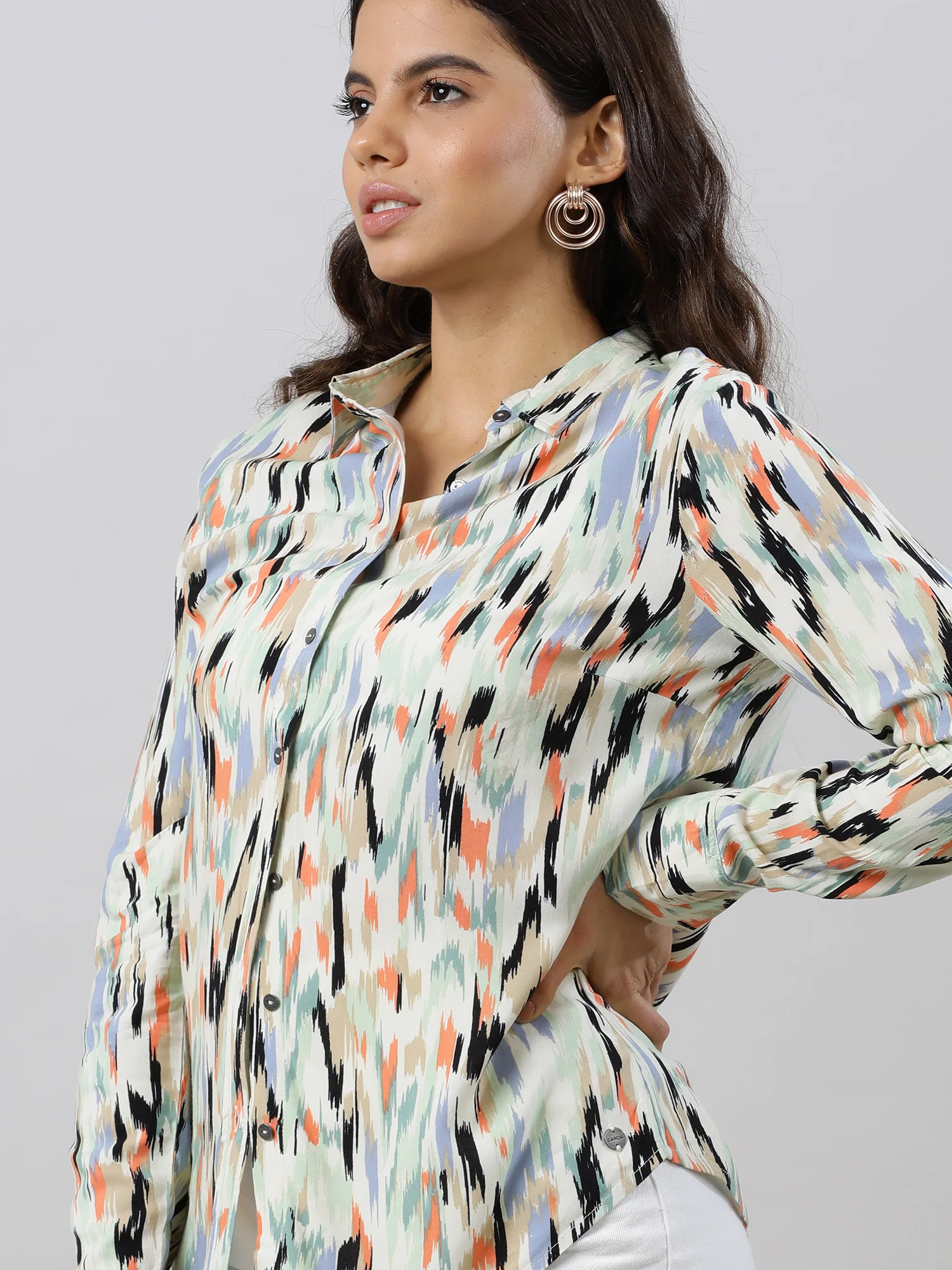 Women Pastel Abstract Printed Women Shirt - Image 4