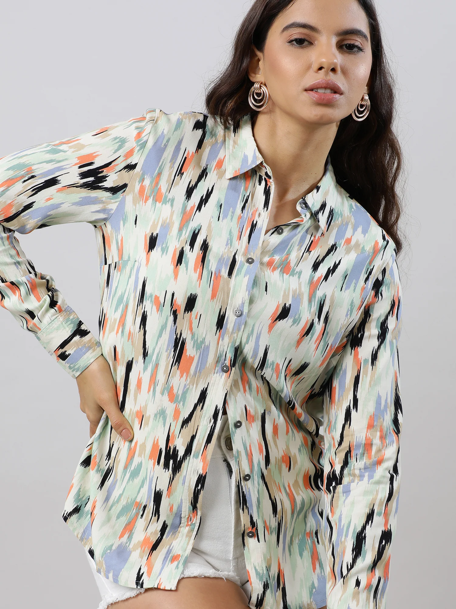 Women Pastel Abstract Printed Women Shirt - Image 6