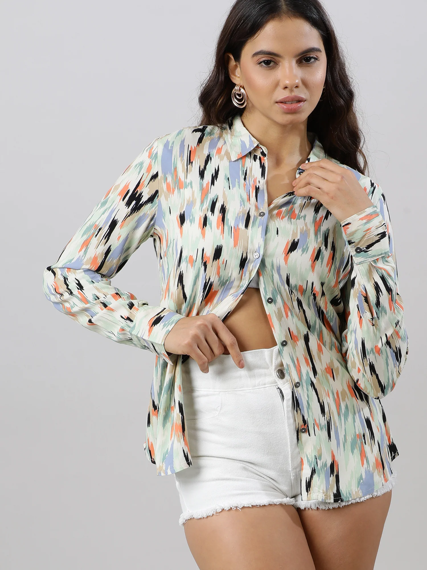 Women Pastel Abstract Printed Women Shirt - Image 8